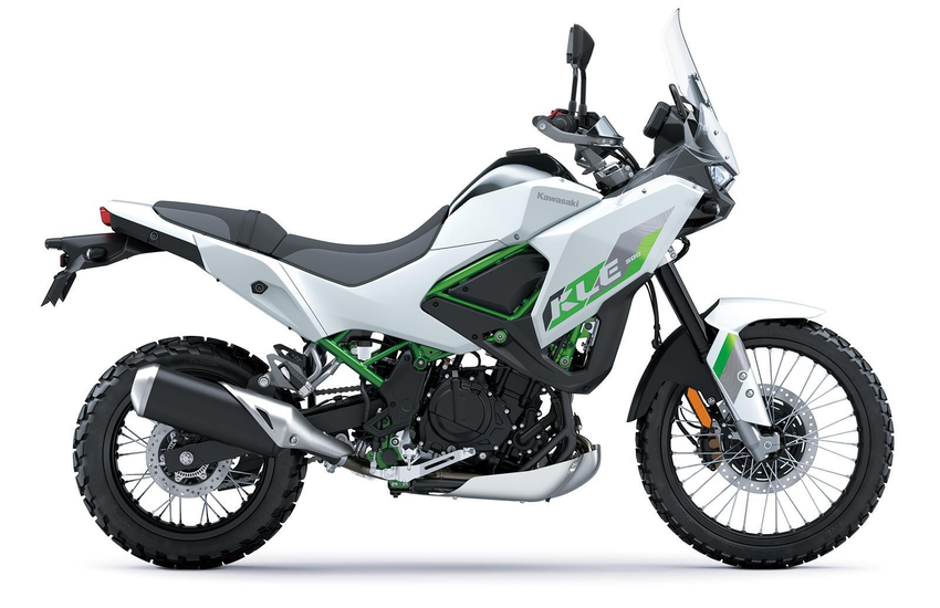 Kawasaki KLE500 2026 Weiss gruen seitlich