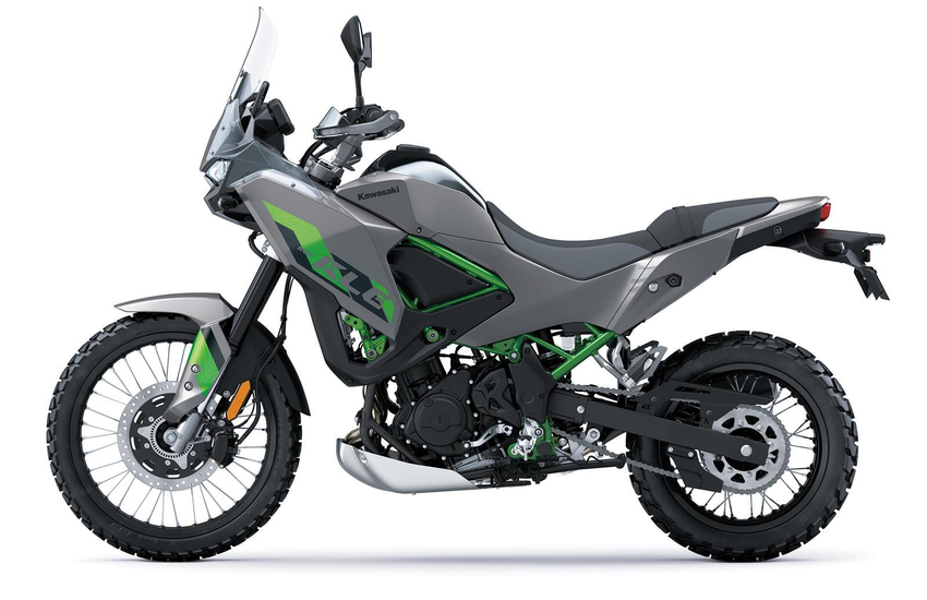 Kawasaki KLE500 2026 Grau gruen seitlich 2