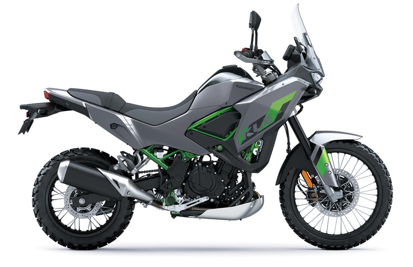 Kawasaki KLE500 2026 Grau gruen seitlich